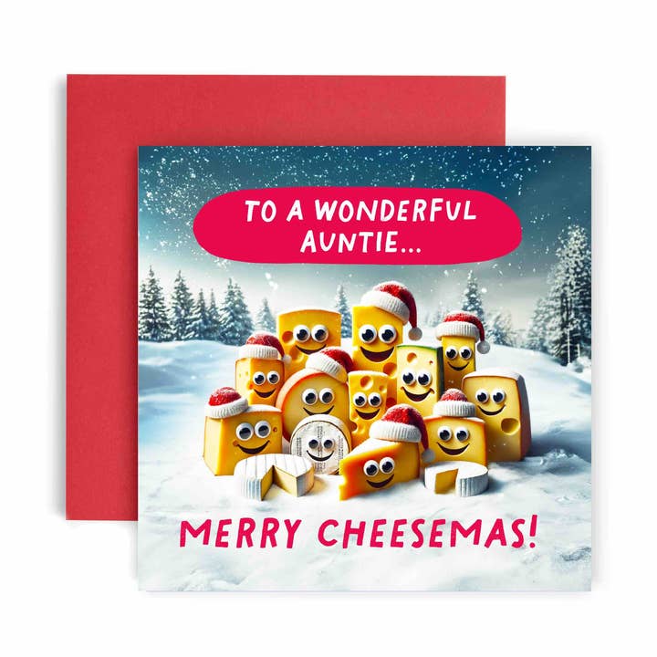 Merry Cheesemas Wonderful Funny Christmas Card for wholesale by Huxters