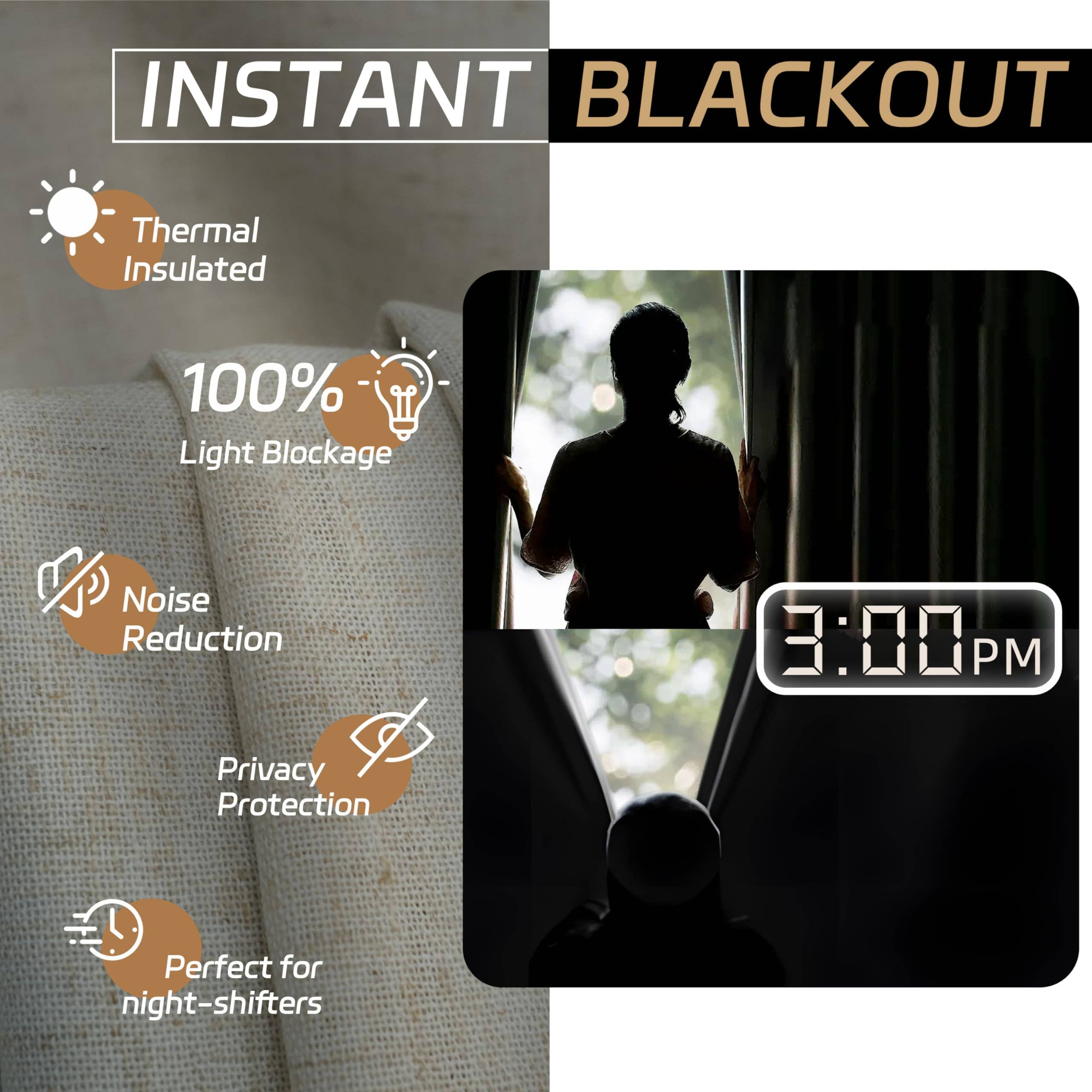 DriftAway - Wholesale Curtain - 100% Blackout Natural Linen Curtains for Bedroom 2 Panels4