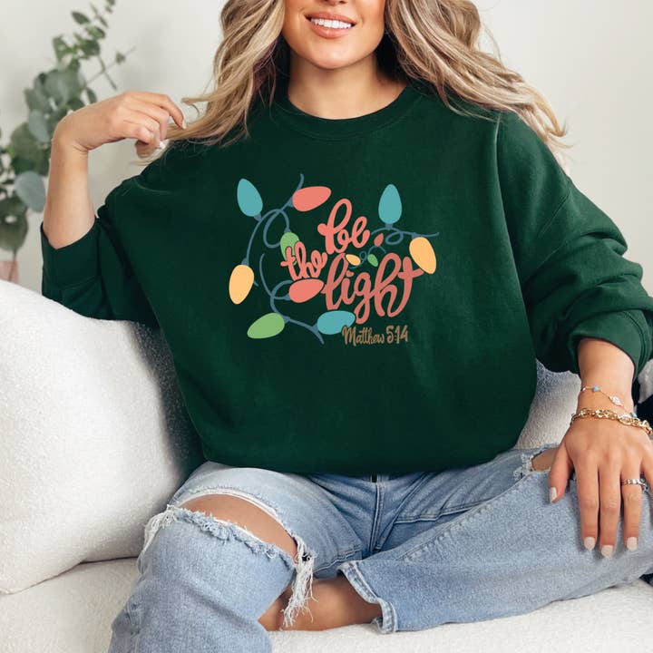 Wholehearted Motherhood and Co. - Wholesale Graphic Sweatshirt - Women's - Be The Light Christmas Sweatshirt - Christmas Graphic Tee