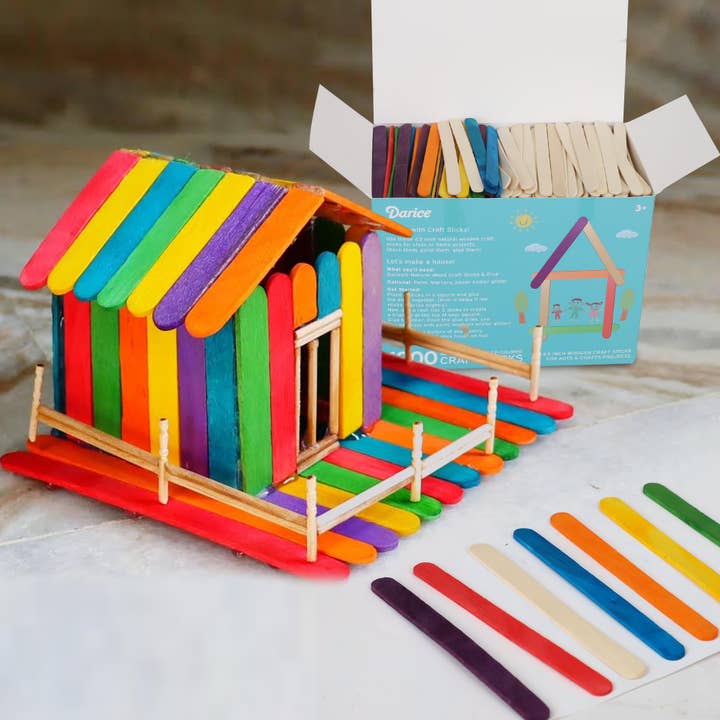 The Toy Group - Wholesale Craft Supplies - Darice 1000 Pcs Popsicle Stick, 4.5" Combo Wood sticks6