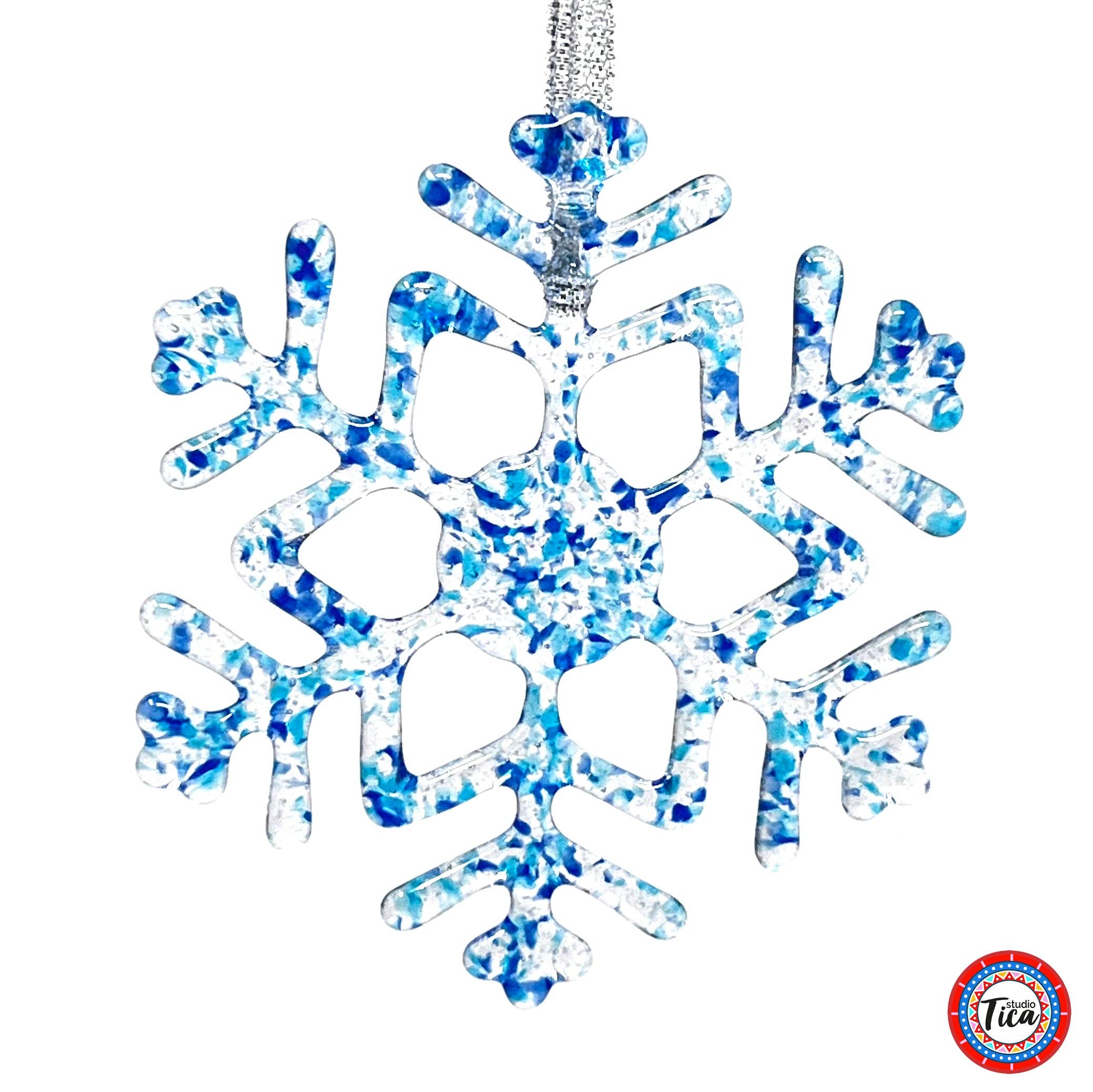 studioTica - Wholesale Ornament - Handmade Glass Snowflake - Winter Blue4