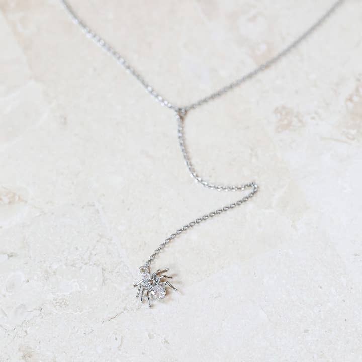 The Gilded Witch - Wholesale Y-Neck/Lariat Necklace - Silver Spider Lariat: Spooky Chic Halloween Jewelry2