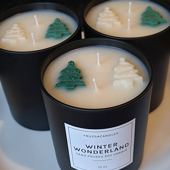 FruzsaCandles - Wholesale Jar/Filled Candle - Winter Wonderland, Pine Scented Candle/ Christmas Tree Scent / Handmade Soy Candle/ Highly scented candle