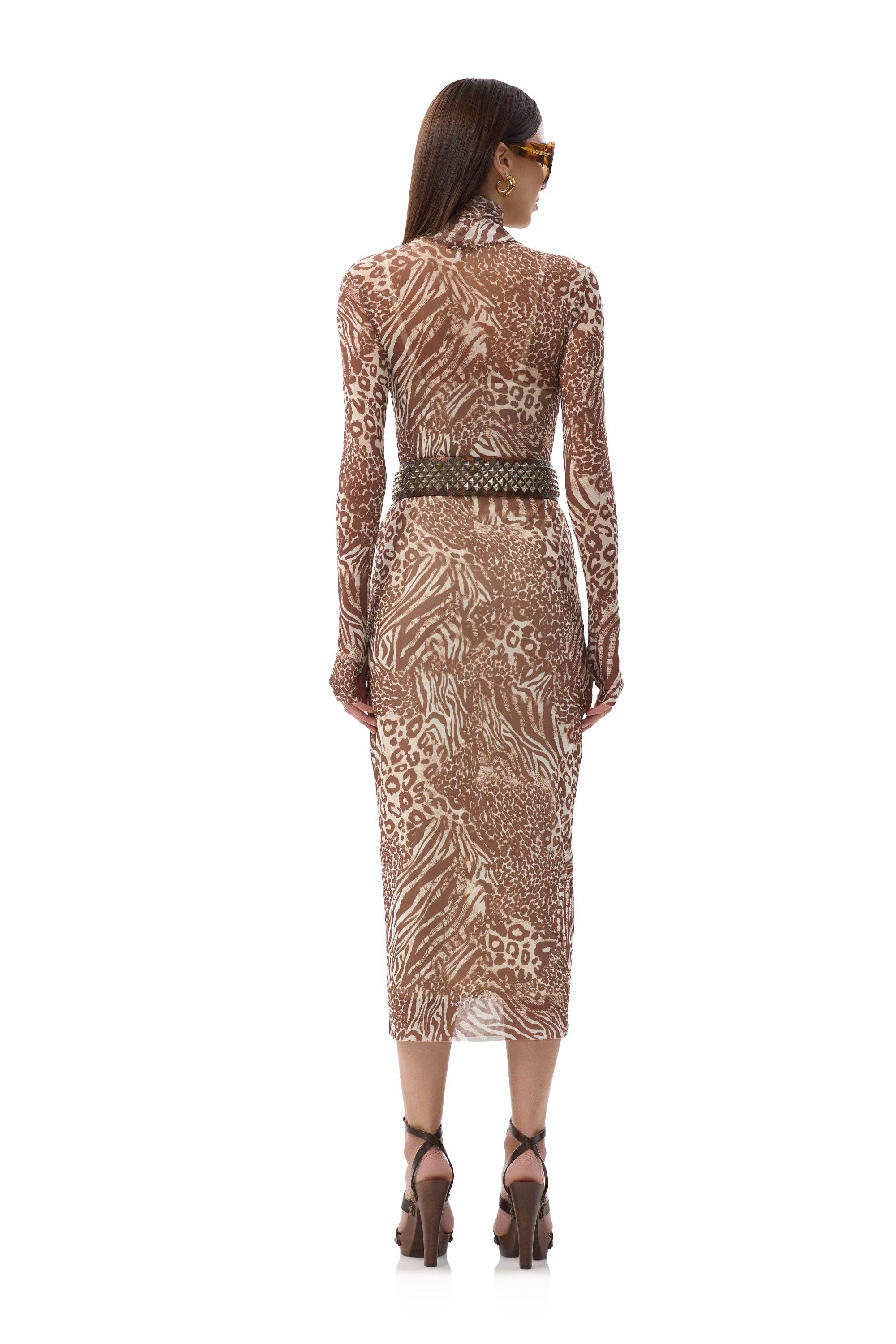 Shailene Dress - Taupe Animal for wholesale on Faire6