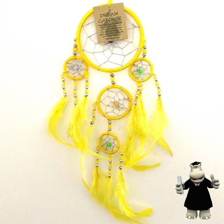 YELLOW SILVER BEADED DREAM CATCHER for wholesale by The Perfect Gift Shop UK Limited