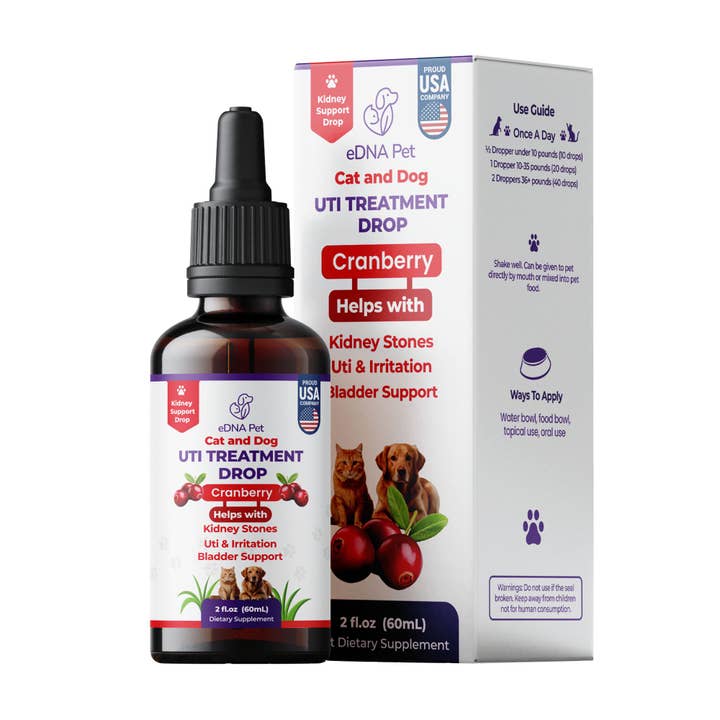 eDNA PET - Cat & Dog Urinary Tract Infection Treatment – Herbal Bladder & Kidney Wellness Formula – Helps to Maintain Normal Urination and Hydration – Made in USA for wholesale by Crystalia