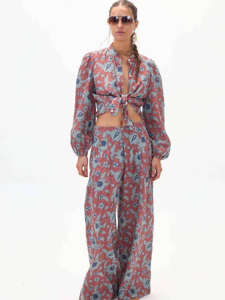 Culotte Linen Pants - Matilde Print for wholesale by Lanhtropy