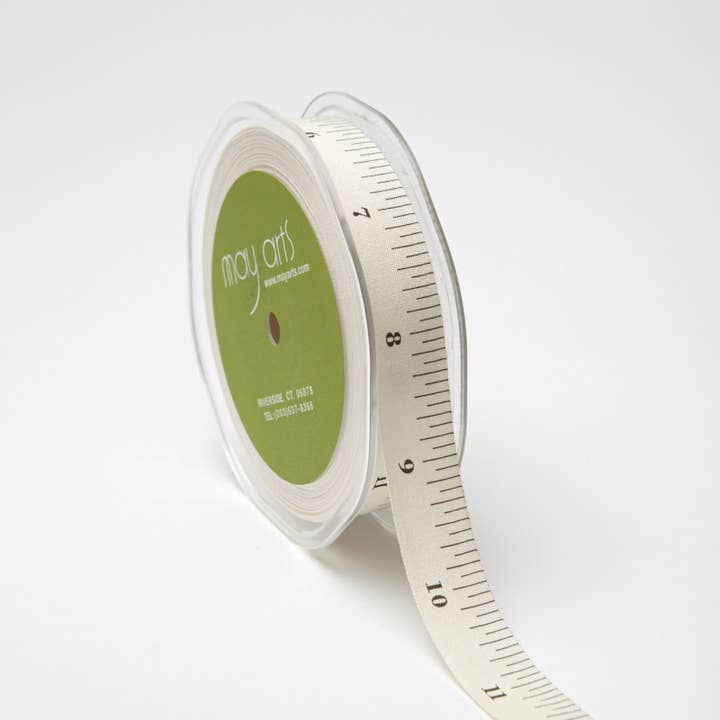 May Arts Ribbon - Wholesale Ribbon - Gift Wrapping - 3/4" Tape Measure Print 100% Cotton Ribbon
