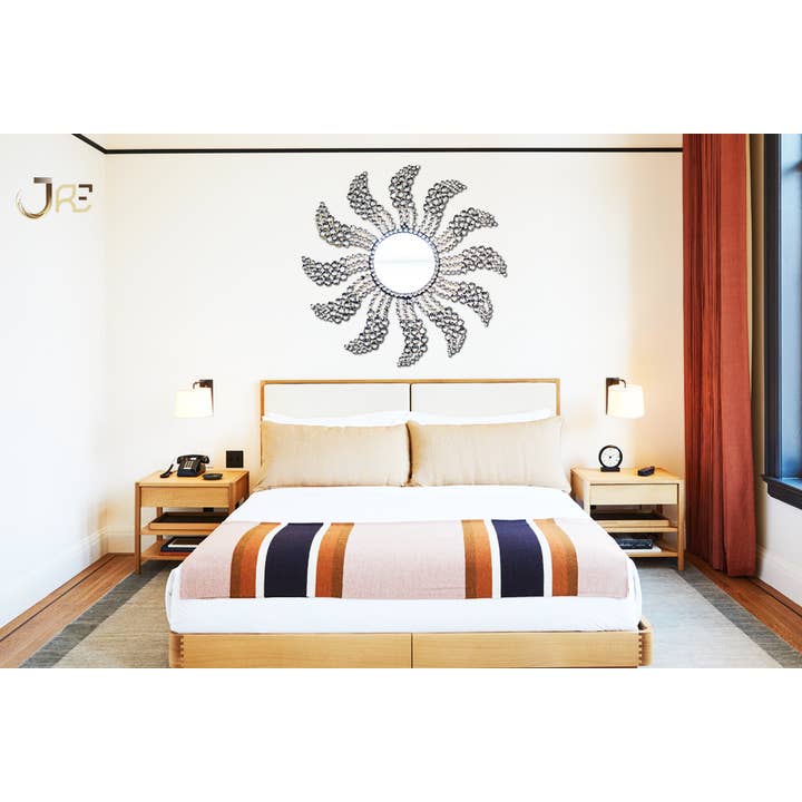 JRE Home Decor - Wholesale Wall Mirror - Crystal Sunburst Decor Mirror, Crystal Wall Accent Metal Art