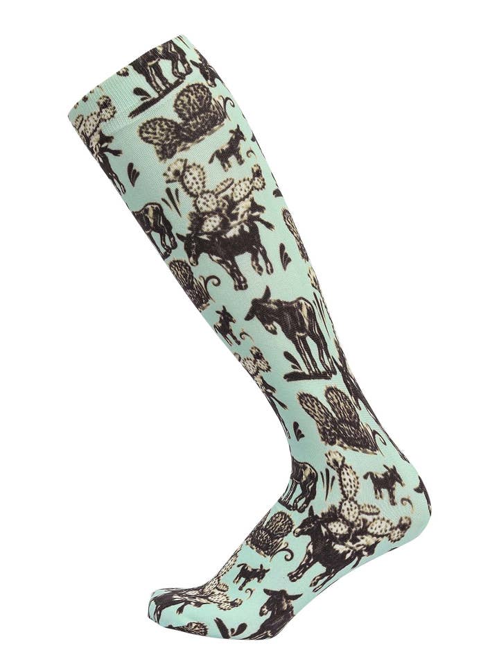 Light Green AWST Int'l Cactus Donkeys Socks for wholesale on Faire