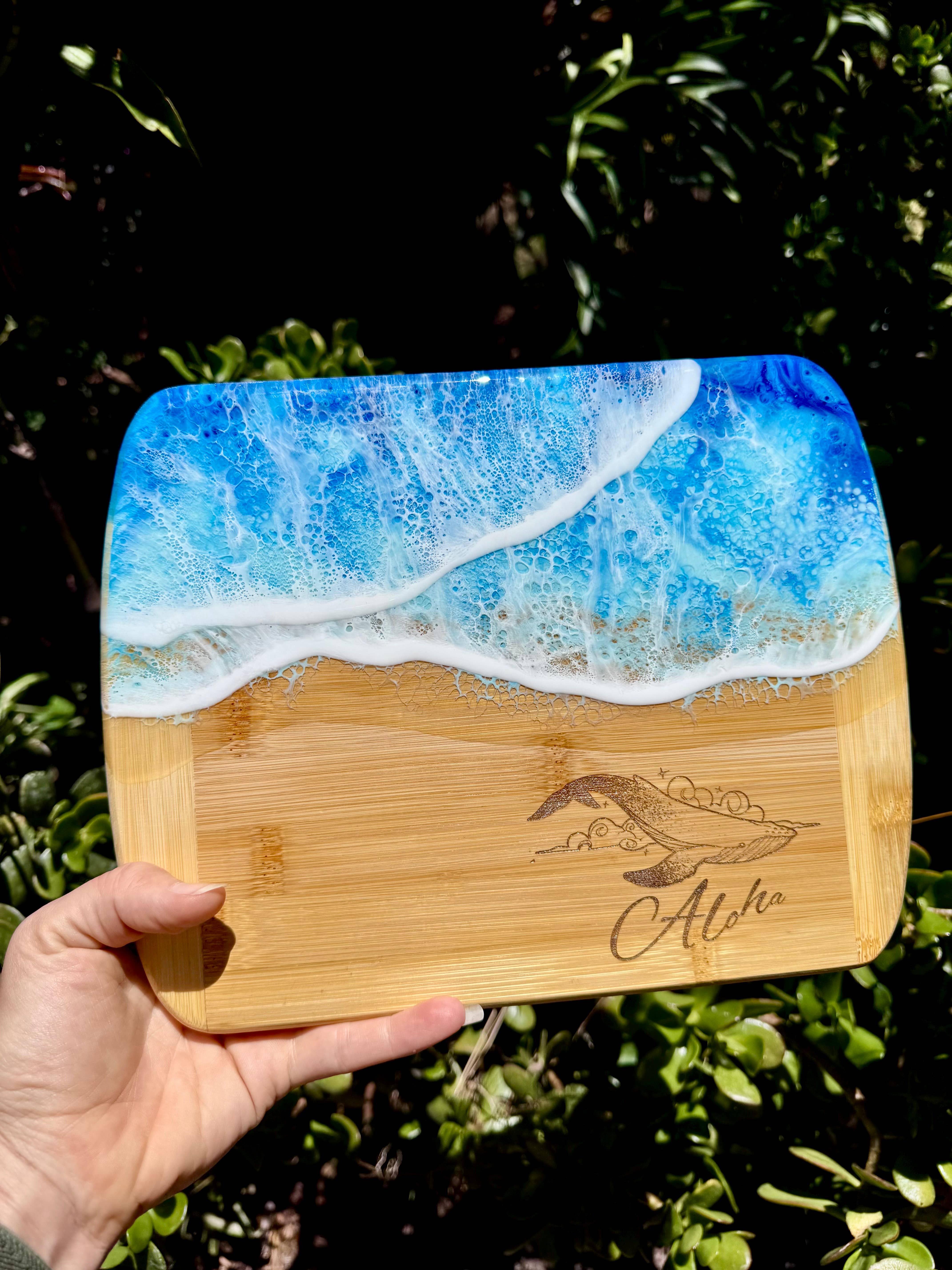 TBM Creations LLC - Wholesale Cheese Board - Whale Aloha Ocean Charcuterie board | Resin Cheese board3
