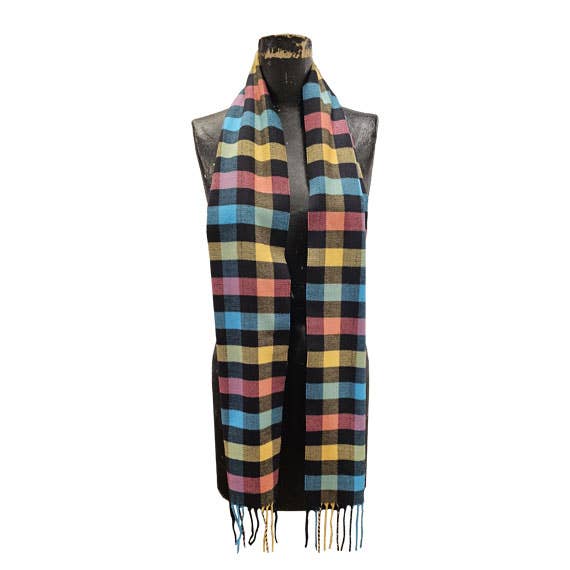 Access by Mediterranean Concepts - Wholesale Scarf - Women's - Small Bright Multi Block Check Cashmere Touch Muffler scarf 2