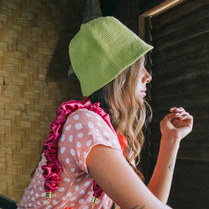 Brunna Co - Wholesale Bucket Hat - Women's - FLORETTE Crochet Bucket Hat, in Lime Green