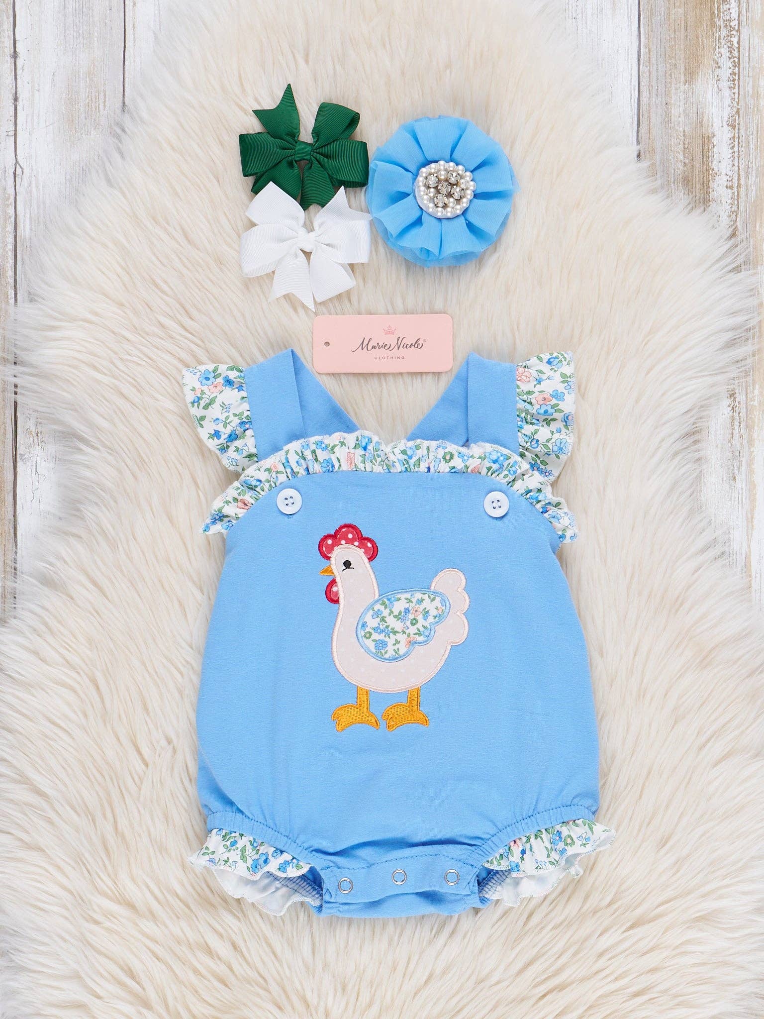 Marie Nicole Clothing - Wholesale Bodysuit (Non-Footed) - Baby - Country Chicken Floral Ruffle Bubble0