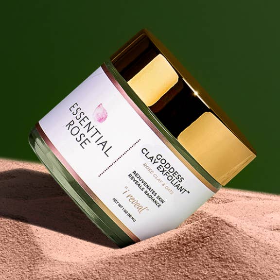 Face Mask Exfoliant - Goddess Clay - "I GLOW" for wholesale by Essential Rose Mood Beauty®