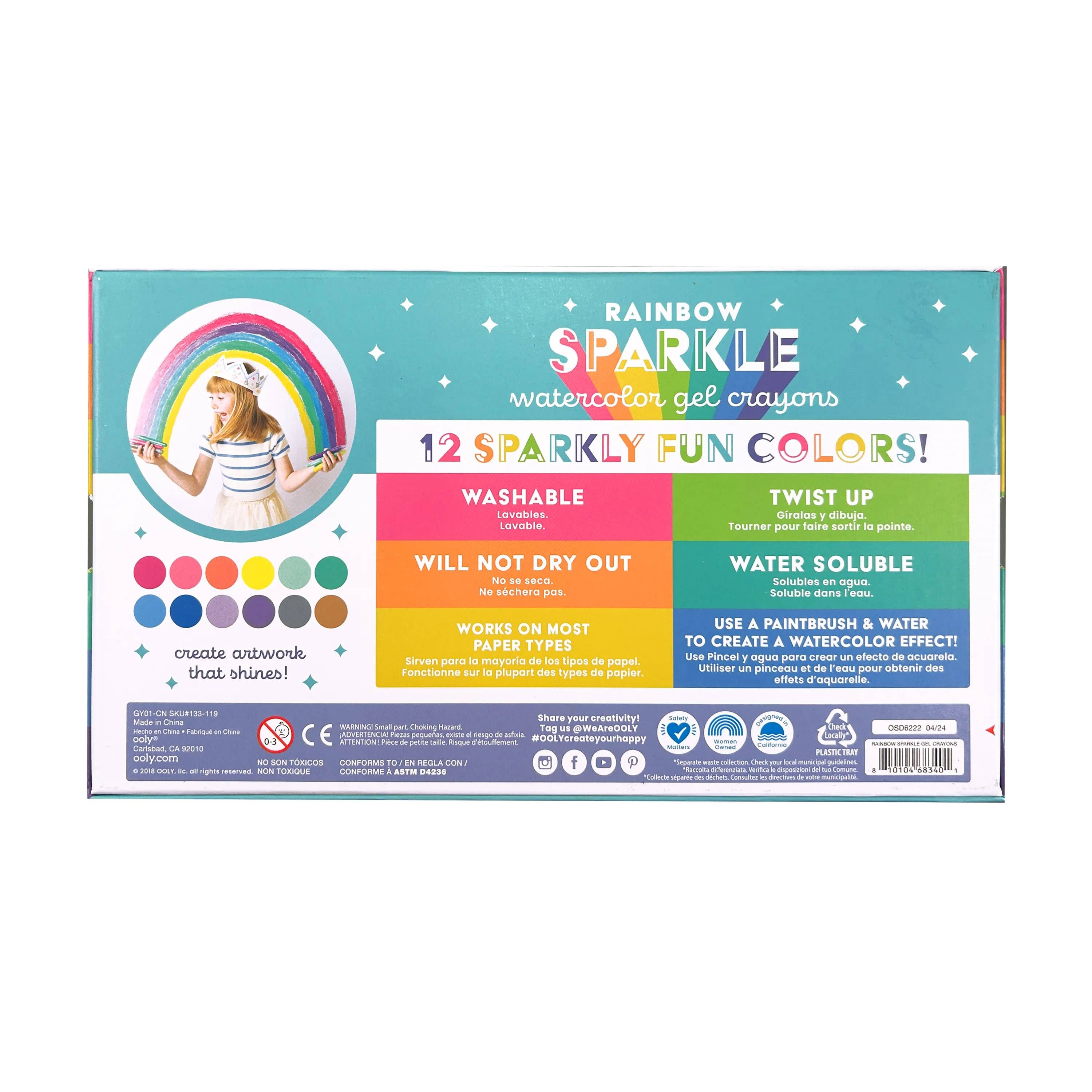 OOLY - Wholesale Crayons - Kids & Baby - Rainbow Sparkle: Watercolor Gel Crayons (Set of 12)1