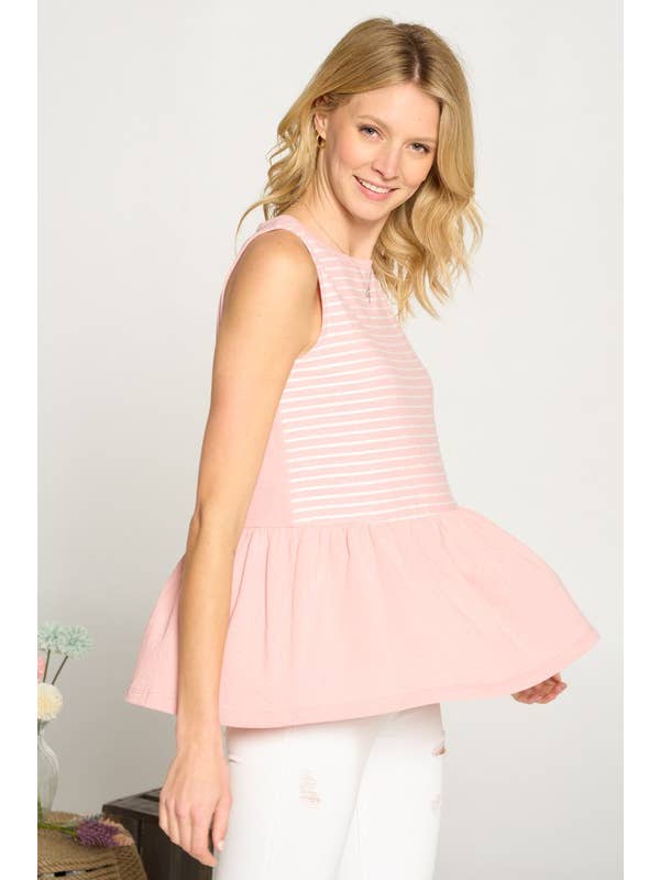 Doe and Rae - Wholesale Knit Top - Women's - Striped Torso Knit Top - 14254T