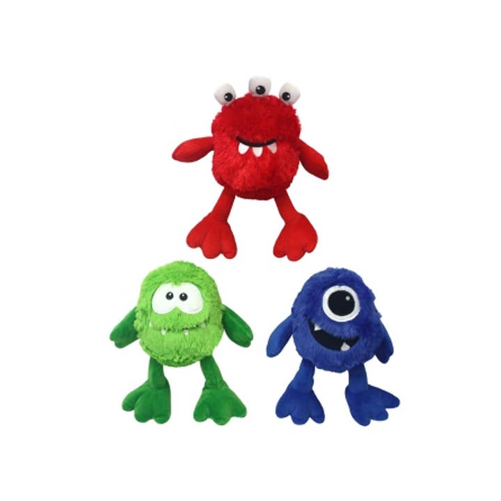 Multipet Plush Monster with Large Squeaker 9" for wholesale by Pet Palette Distribution
