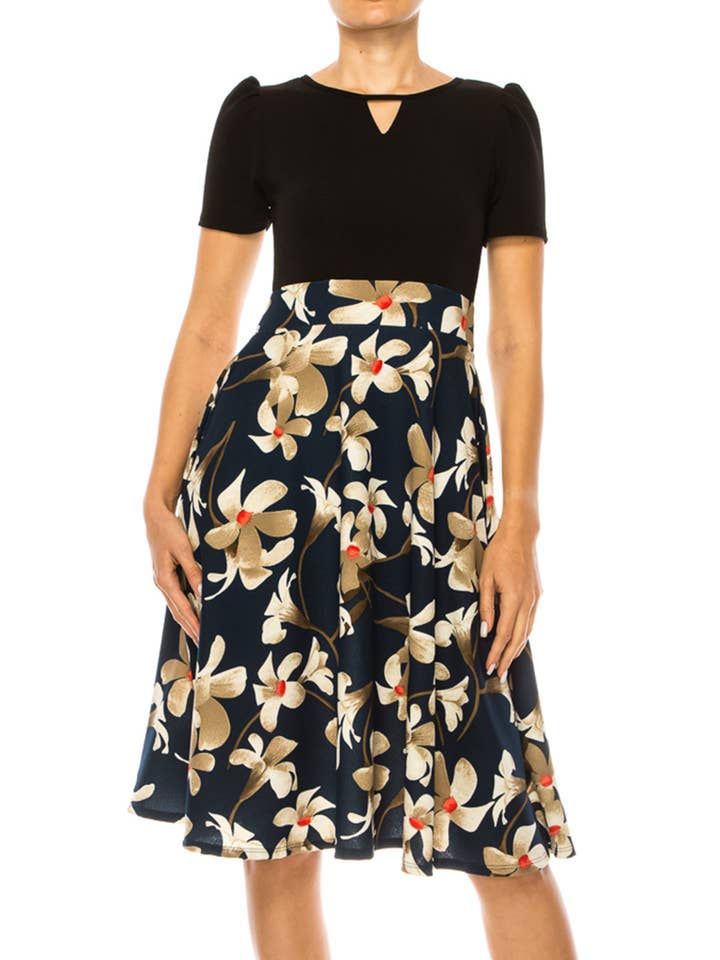 MOA COLLECTION - Wholesale Dress - Women's - Women's Knee-length Color Block Dress with Pockets