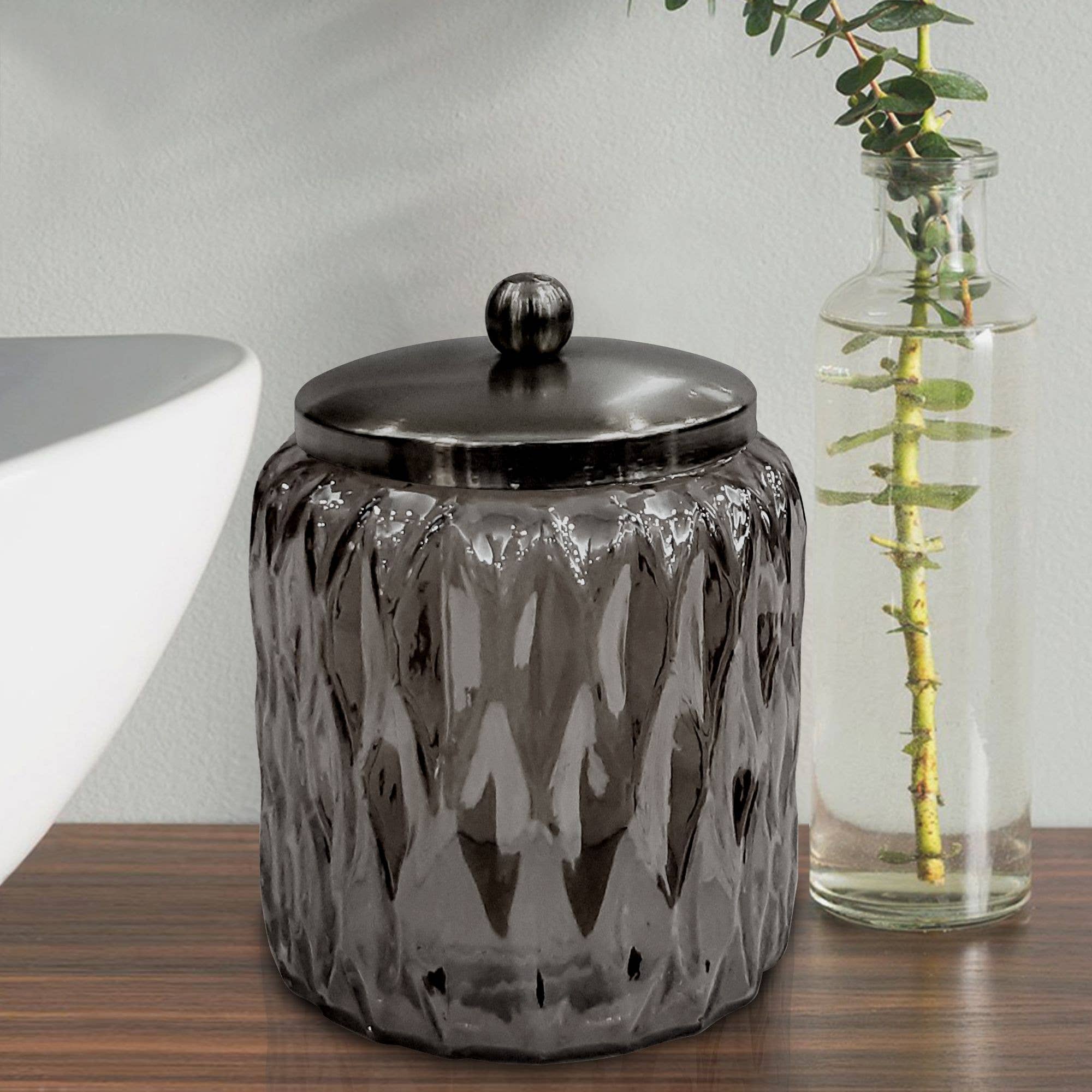 nu steel - Wholesale Weckpot/glazen pot - Glacier zwarte glazen en nikkelstalen Q-tip pot5