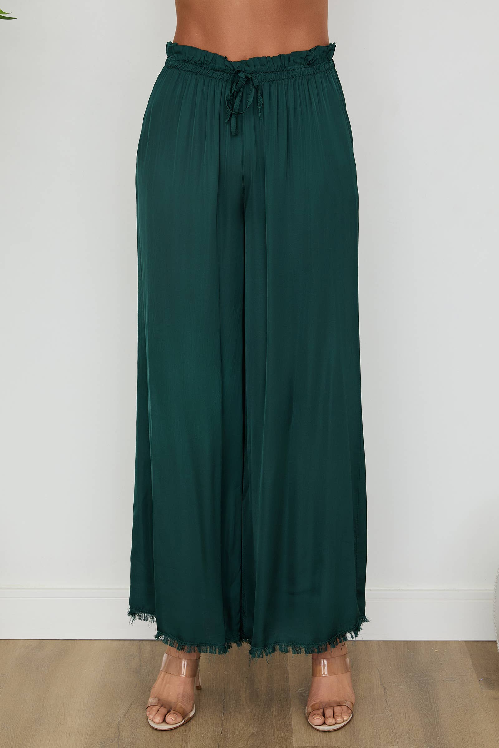 VENTI6 - Vendita all'ingrosso Pantalone - Donna - PANTALONI A GAMBA LARGA CON ORLO A FRANGE IN SETA ITALIANA (6109)22