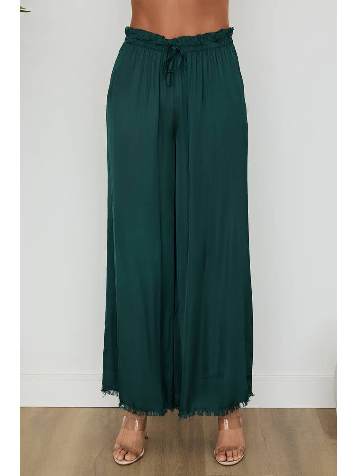 VENTI6 - Vendita all'ingrosso Pantalone - Donna - PANTALONI A GAMBA LARGA CON ORLO A FRANGE IN SETA ITALIANA (6109)22