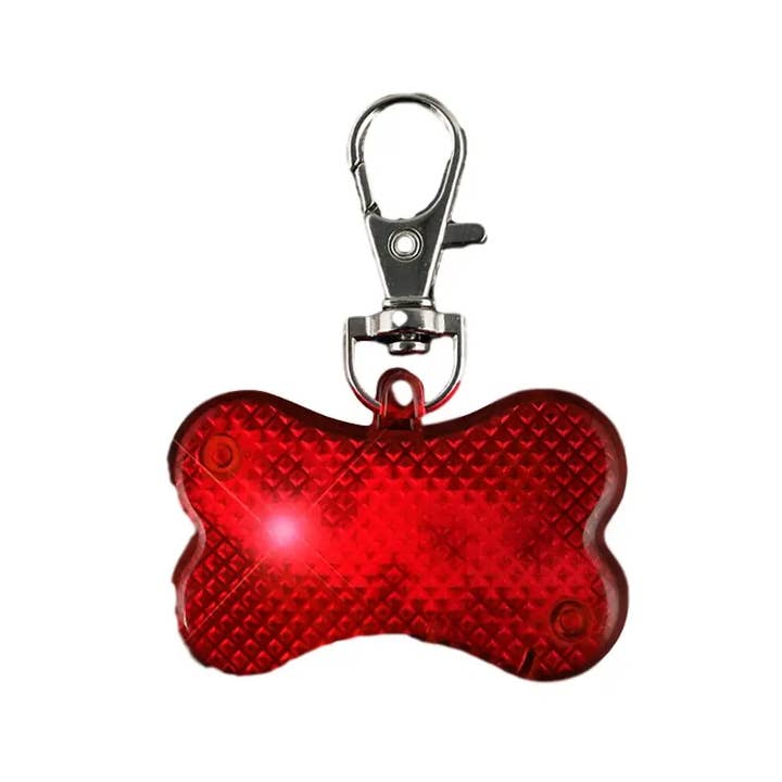 Blinkee.com, LLC – wholesale Pet collar – Dog – Red Flashing Dog Bone Body Name Tag Safety Light