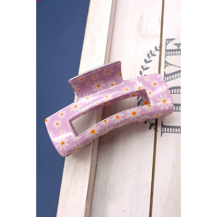 JOSSLYN by wall to wall - Wholesale Hair Clip - Women's - JUMBO SHINY ACETATE FLORAL HAIR CLAW CLIPS | 40H505