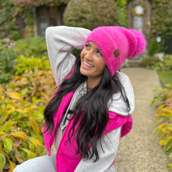 C.C Beanie - Wholesale Beanie - Women's - Plush Chenille Pom C.C Beanie HTC0038