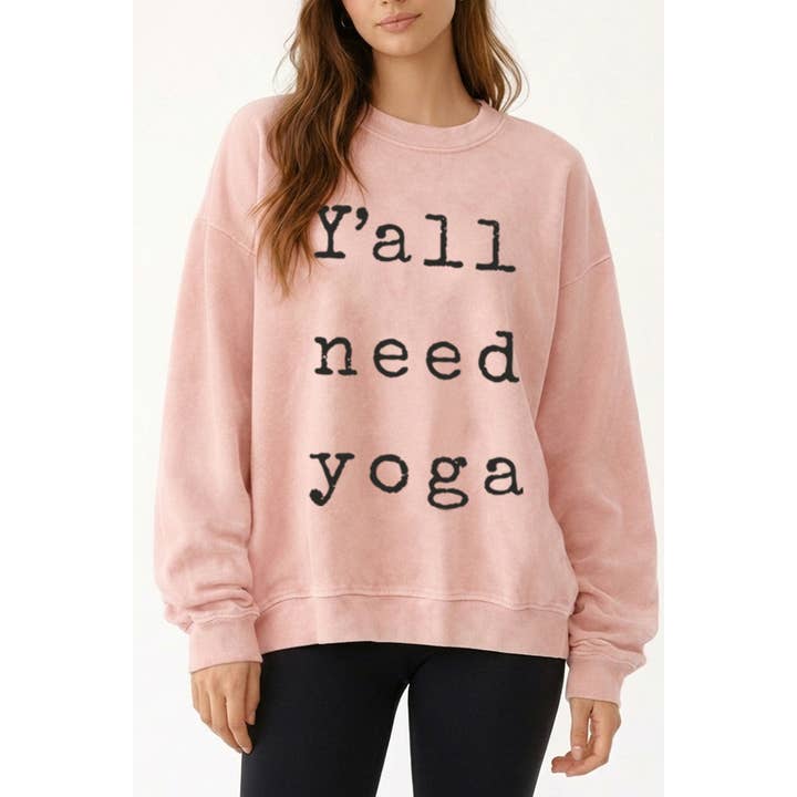 Jullie hebben yoga nodig - grafische mineral wash-sweatshirt voor wholesale door VINTAGE POINT USA