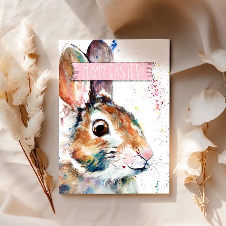 Christy Obalek Illustration - Wholesale Easter Card - Happy Easter colourful rabbit card 1