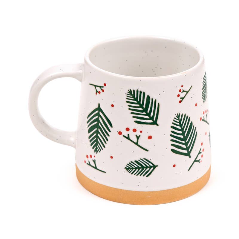 Puckator Ltd – wholesale Coffee mug – Pine Sprigs & Berries Tapered Stoneware Mug3