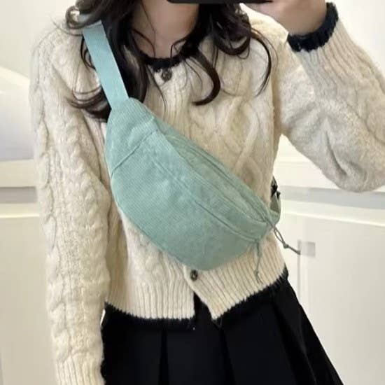 JOSSLYN by wall to wall - Vente Sac ceinture – femme - SAC BANANE EN VELOURS CÔTELÉ À BANDOULIÈRE | 40P5831