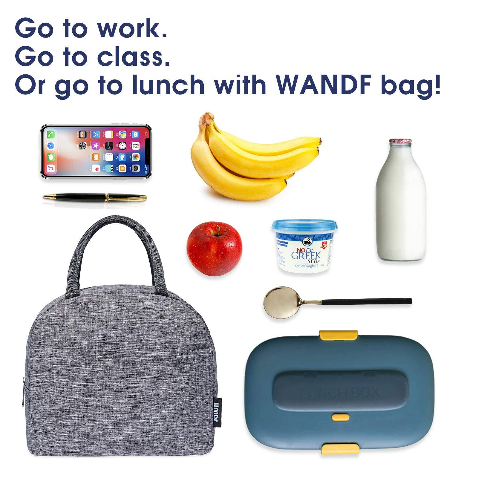 wandf – wholesale Lunch bag/box – Lunch Box Reusable Cooler Bag Water-resistant Lunch Tote Bag7