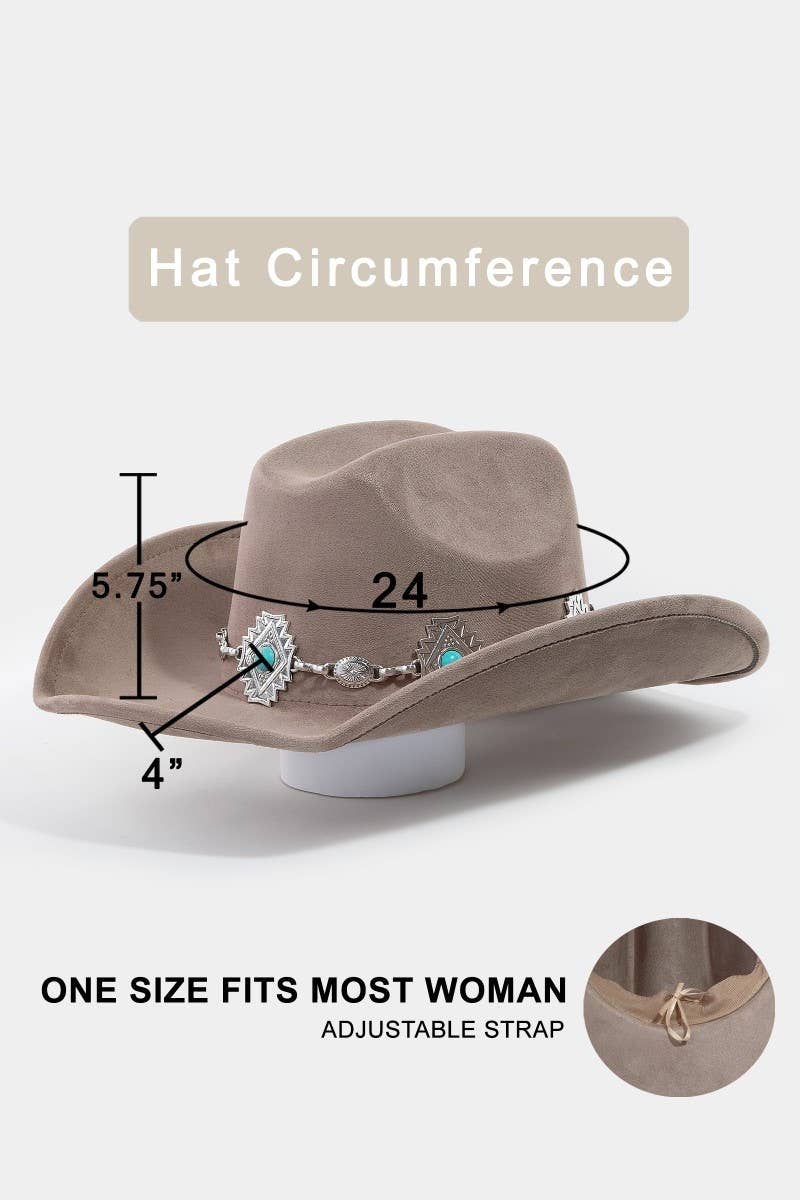 Anarchy Street - Vente Chapeau en feutre - femme - Chapeau de cowboy western avec ceinture concho à clous turquoise4