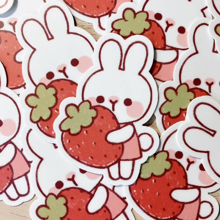 Strawberry Rabbit Sticker for wholesale by Cherry Rabbit