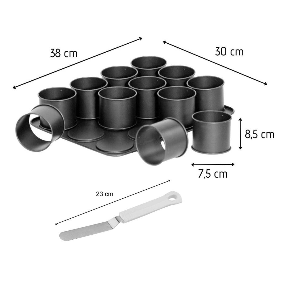 Zenker - Wholesale Cake Decorating Kit - Zenker Black Metallic mini cake baking sheet and icing spatula2