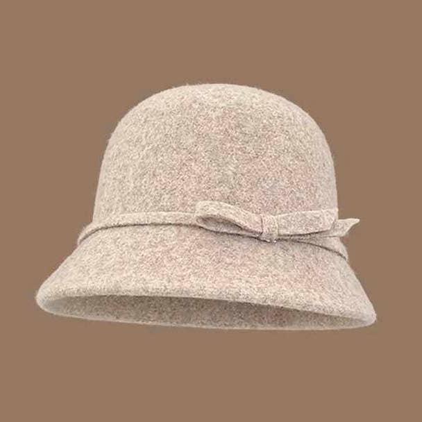 H2-16 taupe Wolle mit Schleife für den Großhandel von LUV & Co.