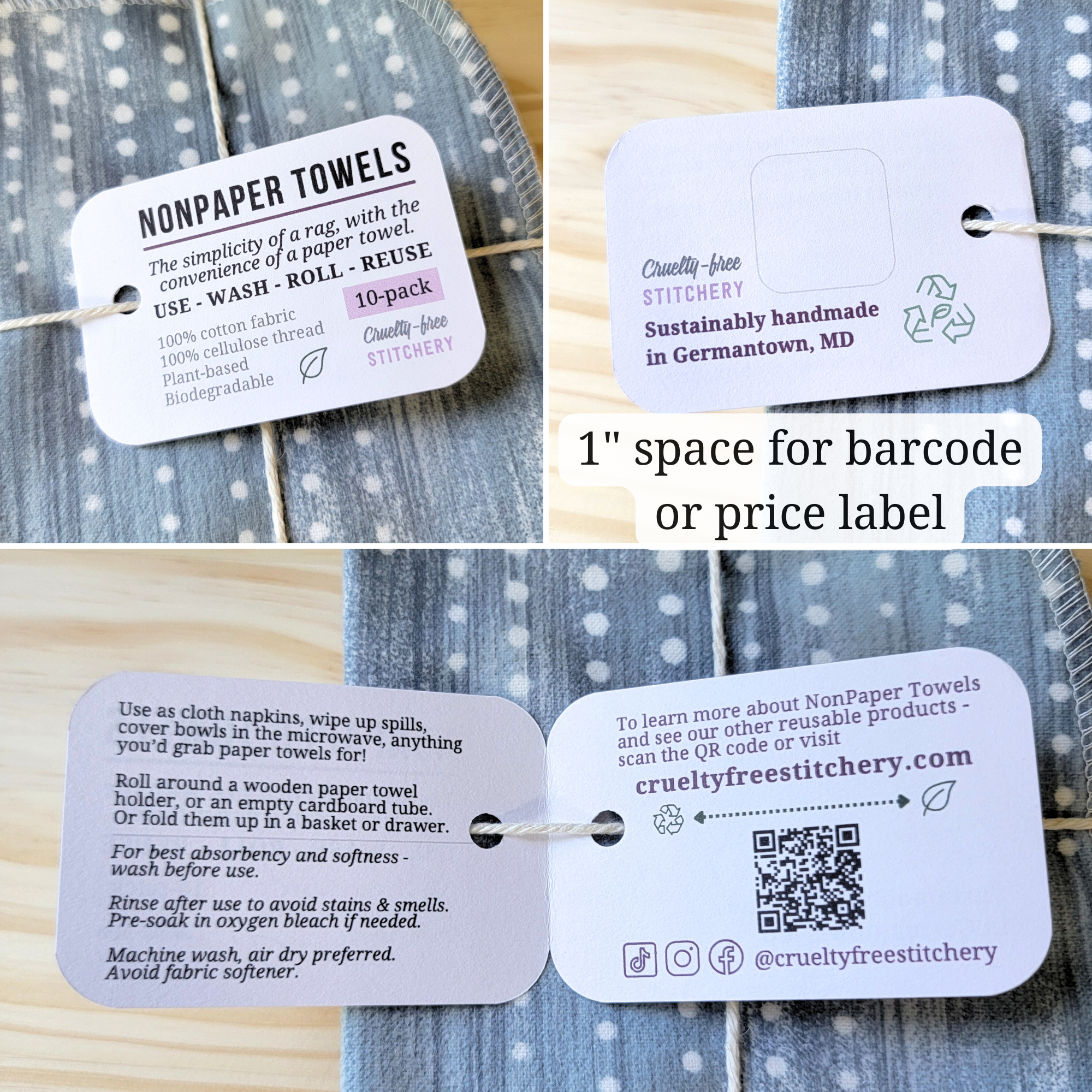 Cruelty-Free Stitchery - Vente Chiffons de nettoyage - Essuie-tout - Imprimés assortis2