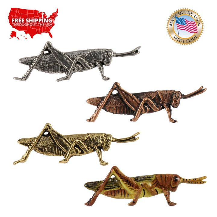 Creative Pewter Designs - Venta al por mayor Broches - Broche de solapa de peltre con langosta de saltamontes, A032