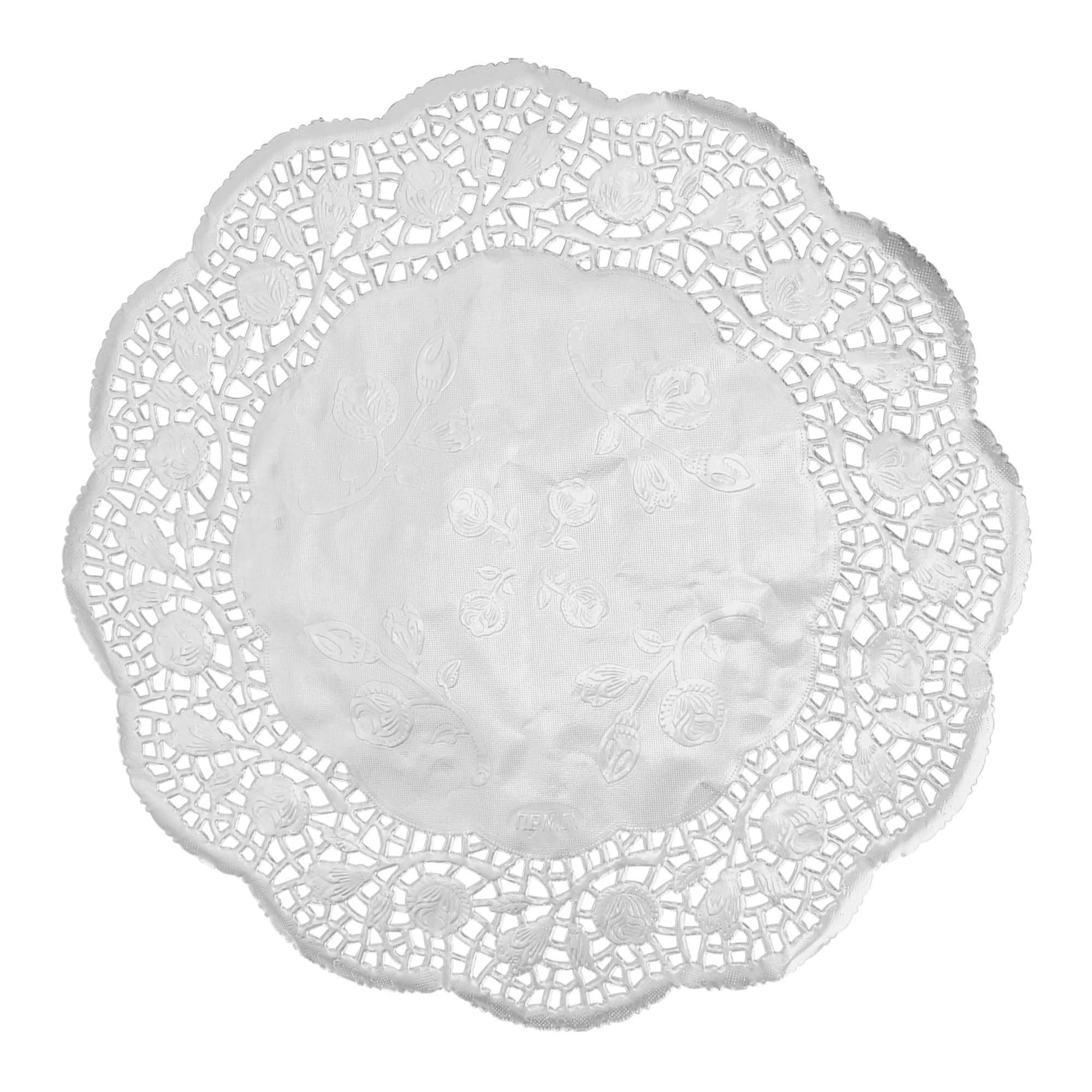 Round Lace Metallic Paper Doilies 12" - Set of 100 - Silver for wholesale on Faire0