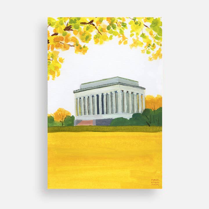 Postkarte vom Lincoln Memorial im Herbst für den Großhandel von Mackenzie Kuck Art + Textiles
