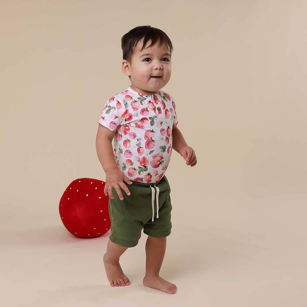 Snuggle Hunny - Wholesale Bodysuit (Non-Footed) - Baby - Strawberry Short Sleeve Organic Bodysuit6