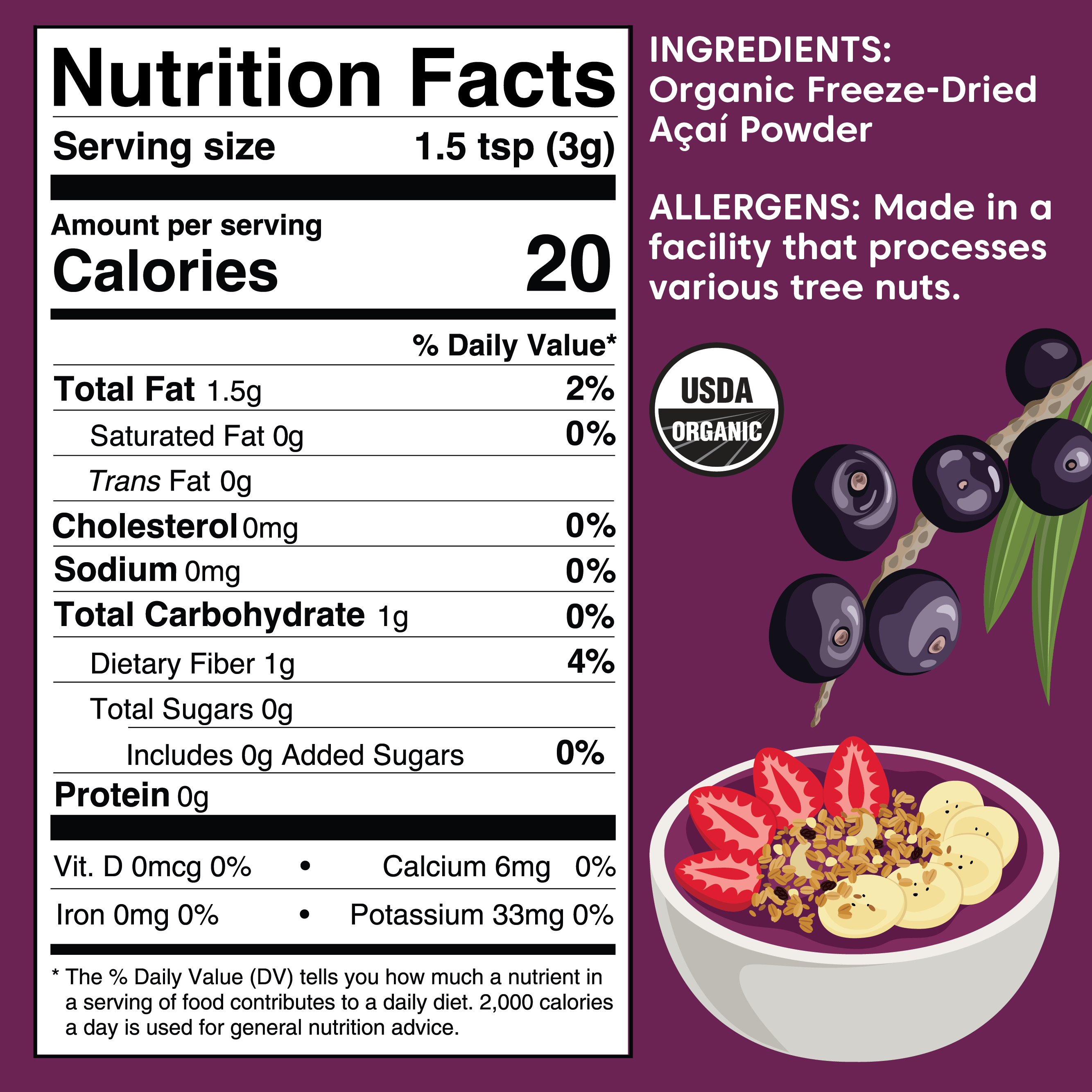 Wilderness Poets - Wholesale Protein/Superfood Powder - Organic, Freeze-Dried Acai Powder1