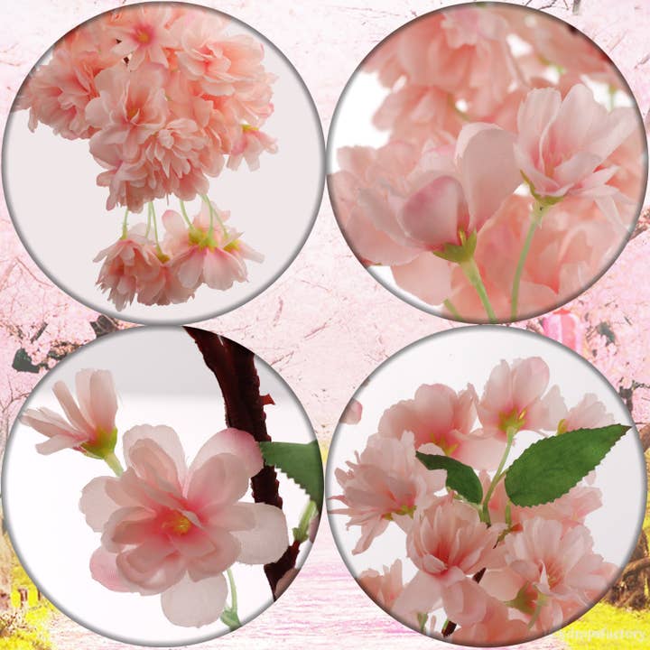 Larksilk - Wholesale Artificial Flowers - 3-Pack: Soft Pink 40" Cherry Blossom Stem With Silk Flowers3