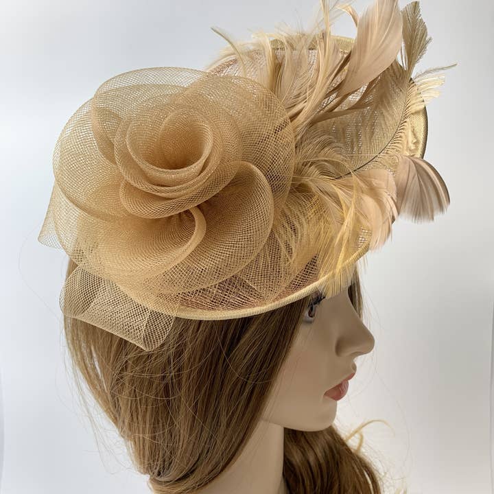 Floris Linens - Wholesale Fascinator Hat - Women's - Derby Feather Hat Fascinator for Parties (11 Colors)