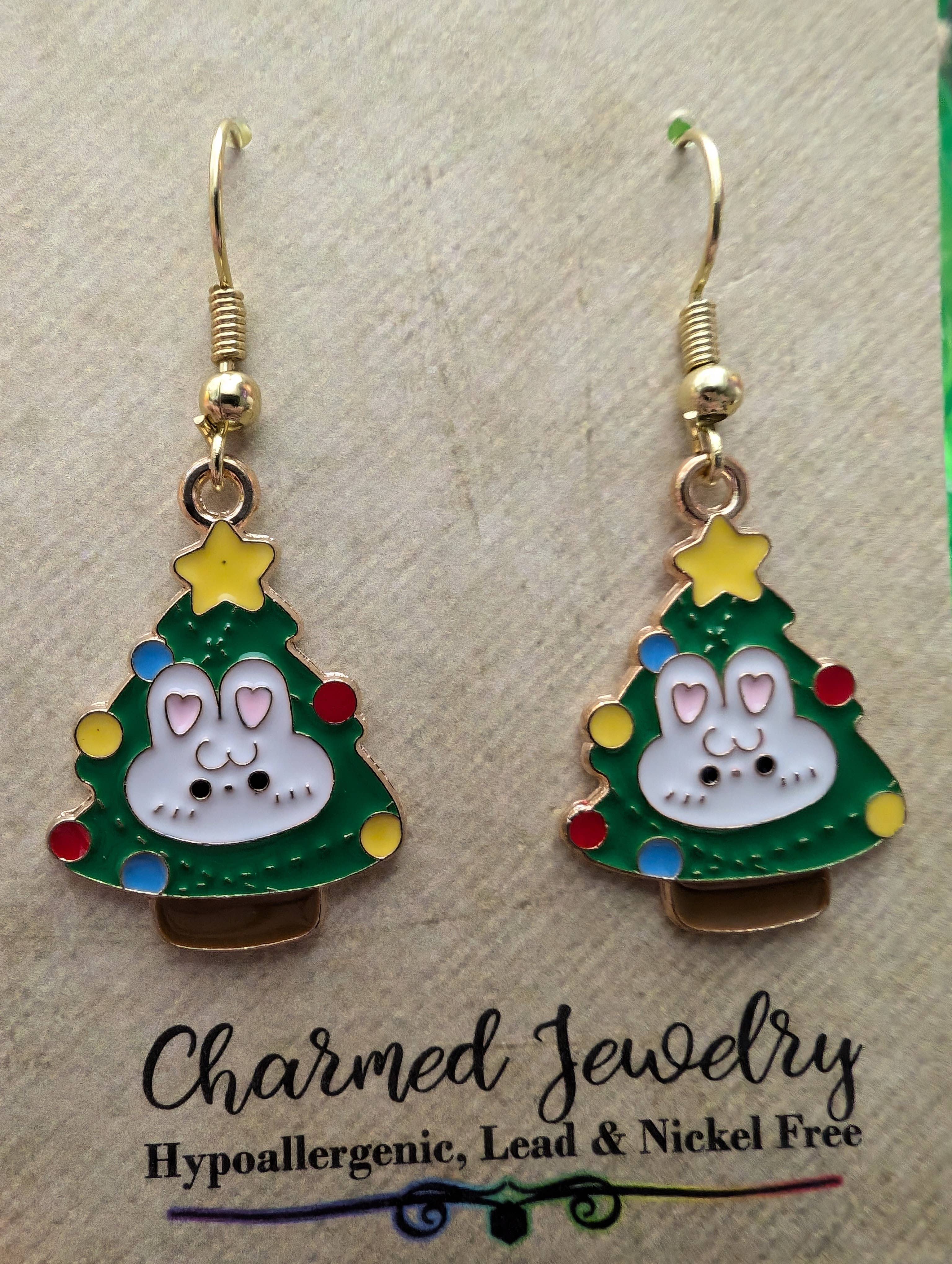 Con-Quest Crafts - Vente Boucles d'oreilles pendantes - Boucles d'oreilles et collier Noël inspirés de Hello Kitty & ses amis14