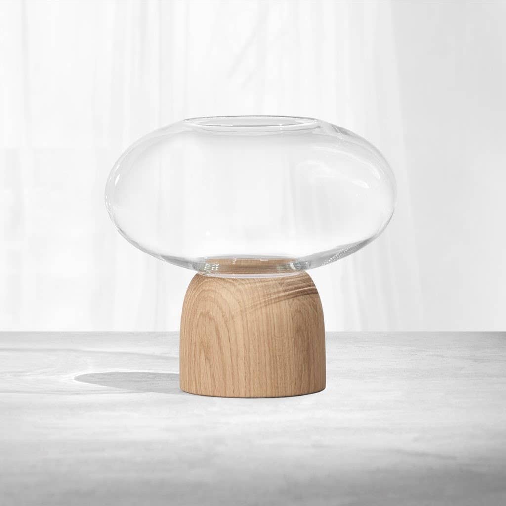 ChiCura Copenhagen - Wholesale Vase - Porcini Vase Oak/Clear Glass, h. 22 cm