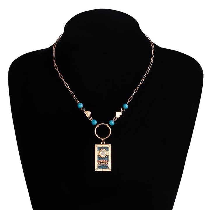 Gemscape UK - Vente Colliers à pendentif - Collier Perlé à Motif Tarot avec Cristal - Bijou Tendance9