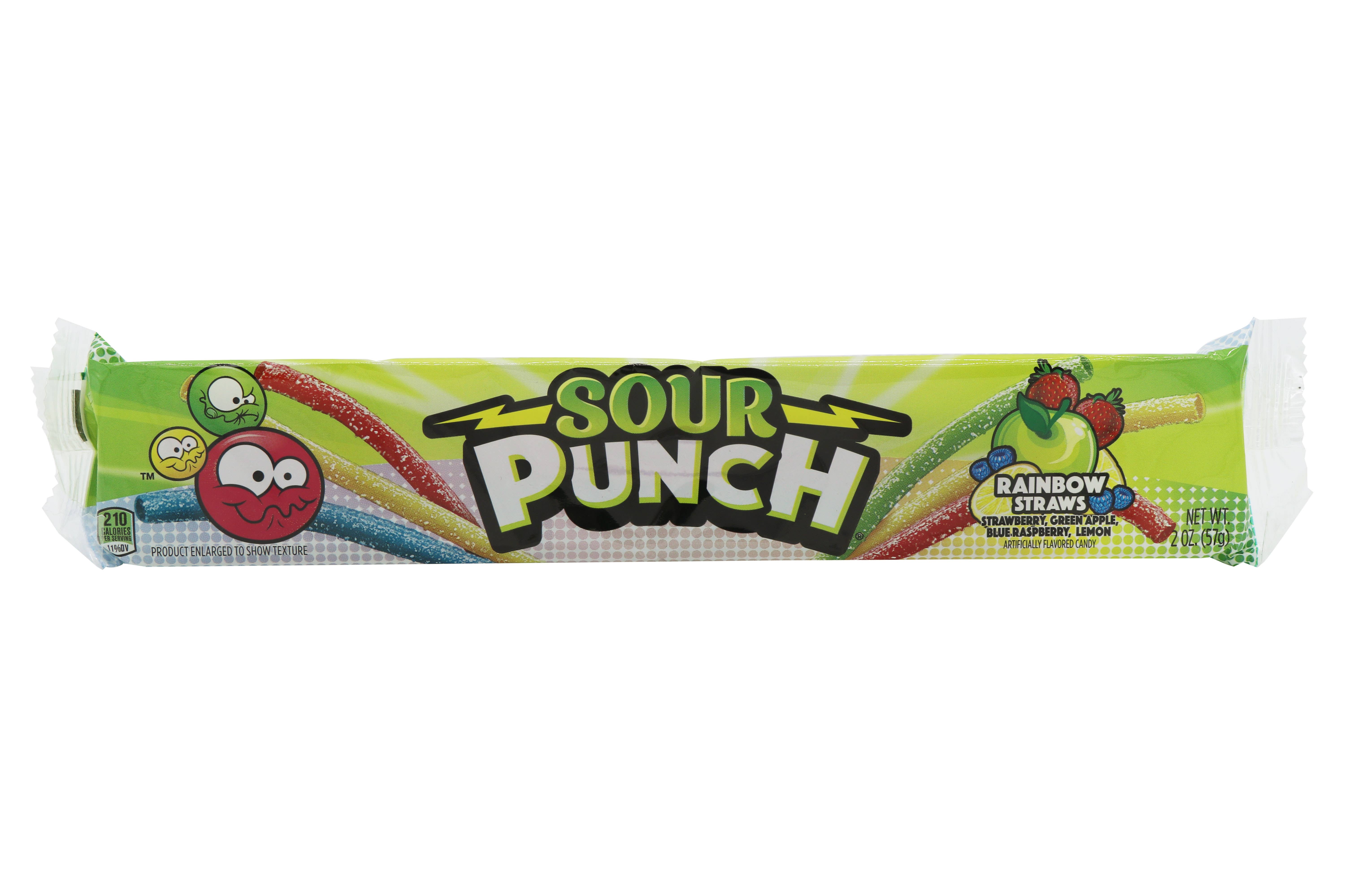 Grandpa Joe's Candy Shop - Wholesale Gummy - Sour Punch Straws Rainbow, 2oz, 24ct Case1